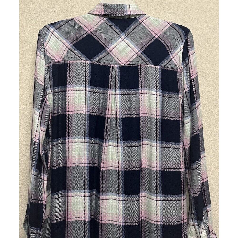 Rails Long Sleeve Button Down Shirt Blue Pink Pla… - image 6